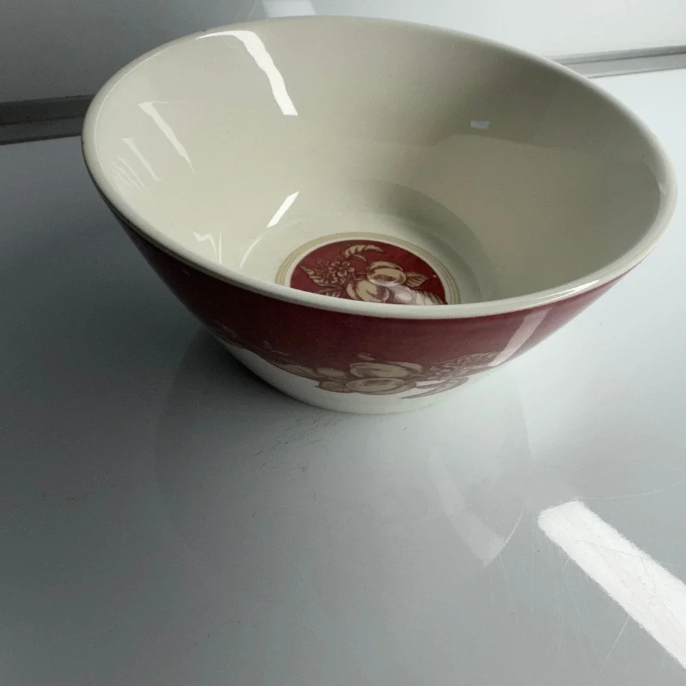 Vintage Waverly Red Floral Ceramic Bowl‎ Kitchenware Cereal Dish Garden Room